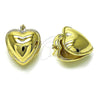 Argolla Pequeña 02.213.0722.12 Oro Laminado, Diseño de Corazón, Pulido, Tono Dorado