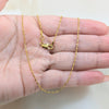 Gargantilla Basica 04.09.0003.18 Oro Laminado, Diseño de Bola, Pulido, Tono Dorado (01 MM Thickness, 18 Inches Length)
