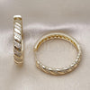 Argolla Huggie 02.204.0028.40 Oro Laminado, Diseño de Torcido, con Blanca Micro Pave, Pulido, Tono Dorado