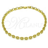 Tobillera Elegante 03.213.0233.10 Oro Laminado, Diseño de Puff Mariner, Pulido, Tono Dorado (Grosor 05 MM, 10 Pulgadas de Largo)