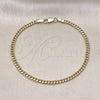 Pulsera Básica 03.213.0290.07 Oro Laminado, Diseño de Miami Cubana, Pulido, Tono Dorado (Grosor 03 MM, 8 Pulgadas de Largo)