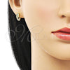 Arete Dormilona 02.341.0221 Oro Laminado, Diseño de Guadalupe, con Blanca Micro Pave, Pulido, Tono Dorado