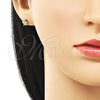 Arete Dormilona 02.341.0223 Oro Laminado, Diseño de Estrella, con Blanca Micro Pave, Pulido, Tono Dorado