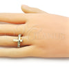 Anillo Multi Piedra 01.341.0153.1 Oro Laminado, Diseño de Cruz, con Blanca Zirconia Cubica, Pulido, Tono Dorado (One size fits all)