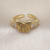 Anillo Multi Piedra 01.341.0144.1 Oro Laminado, Diseño de Mariposa, con Blanca Zirconia Cubica, Pulido, Tono Dorado (One size fits all)