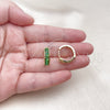 Argolla Huggie 02.210.0864.3.18 Oro Laminado, con Verde Zirconia Cubica, Pulido, Tono Dorado