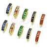 Argolla Huggie 02.210.0864.3.18 Oro Laminado, con Verde Zirconia Cubica, Pulido, Tono Dorado