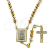 Rosario Mediano 09.411.0004.24 Oro Laminado, Diseño de Guadalupe y Disco, Diamantado, Tres Tonos