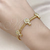 Pulsera Elegante 03.411.0045.07 Oro Laminado, Diseño de Guadalupe y Bismarco, con Blanca Micro Pave, Pulido, Tono Dorado (05 MM Thickness, 7 Inches Length)