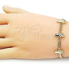 Pulsera Elegante 03.411.0048.07 Oro Laminado, Diseño de San Judas y Bismarco, con Blanca Micro Pave, Pulido, Tono Dorado (05 MM Thickness, 7 Inches Length)