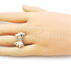 Anillo Multi Piedra 01.60.0023 Oro Laminado, Diseño de Arco, con Blanca Zirconia Cubica, Pulido, Tono Dorado (One size fits all)