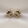 Anillo Multi Piedra 01.60.0023 Oro Laminado, Diseño de Arco, con Blanca Zirconia Cubica, Pulido, Tono Dorado (One size fits all)