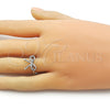 Anillo Elegante 01.60.0025.1 Rodio Laminado, Diseño de Arco, Diamantado, Rodinado (Talla Unica)