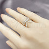 Anillo Elegante 01.60.0025.1 Rodio Laminado, Diseño de Arco, Diamantado, Rodinado (Talla Unica)