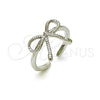 Anillo Elegante 01.60.0025.1 Rodio Laminado, Diseño de Arco, Diamantado, Rodinado (Talla Unica)