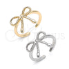 Anillo Elegante 01.60.0025.1 Rodio Laminado, Diseño de Arco, Diamantado, Rodinado (Talla Unica)