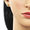 Arete Dormilona 02.60.0164 Oro Laminado, con Blanca Zirconia Cubica, Pulido, Tono Dorado