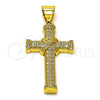Dije Religioso 05.342.0216 Oro Laminado, Diseño de Cruz, con Blanca Zirconia Cubica, Pulido, Tono Dorado
