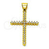 Dije Religioso 05.342.0222 Oro Laminado, Diseño de Cruz, con Blanca Zirconia Cubica, Pulido, Tono Dorado