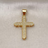 Dije Religioso 05.342.0223 Oro Laminado, Diseño de Cruz, con Blanca Zirconia Cubica, Pulido, Tono Dorado