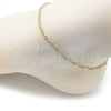 Tobillera Básica 03.213.0296.09 Oro Laminado, Diseño de Singapore, Diamantado, Tono Dorado (Grosor 03 MM, 9 Pulgadas de Largo)