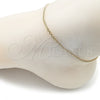 Tobillera Básica 04.213.0157.09 Oro Laminado, Diseño de Miami Cubana, Diamantado, Tono Dorado (Grosor 02 MM, 9 Pulgadas de Largo)