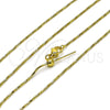 Gargantilla Basica 04.341.0126.20 Oro Laminado, Diseño de Cola de Raton y Torcido, Diamantado, Tono Dorado (01 MM Thickness, 20 Inches Length)