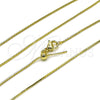 Gargantilla Basica 04.341.0132.20 Oro Laminado, Diseño de Cola de Raton, Diamantado, Tono Dorado (01 MM Thickness, 20 Inches Length)