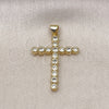 Dije Elegante 05.341.0105 Oro Laminado, Diseño de Cruz, con Blanca Zirconia Cubica, Pulido, Tono Dorado
