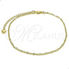 Tobillera Básica 04.213.0088.10 Oro Laminado, Diseño de Rolo, Diamantado, Tono Dorado (02 MM Thickness, 10 Inches Length)