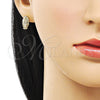 Arete Dormilona 02.60.0168 Oro Laminado, Diseño de Guadalupe, Pulido, Tono Dorado