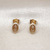 Arete Dormilona 02.60.0169 Oro Laminado, Diseño de Guadalupe, Pulido, Tono Dorado