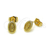 Arete Dormilona 02.60.0169 Oro Laminado, Diseño de Guadalupe, Pulido, Tono Dorado