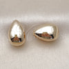 Argolla Huggie 02.163.0343.15 Oro Laminado, Diseño de Gota, Pulido, Tono Dorado