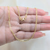 Gargantilla Basica 04.32.0018.16 Oro Laminado, Diseño de Cubana Pave, Pulido, Tono Dorado (03 MM Thickness, 16 Inches Length)