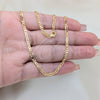 Gargantilla Basica 04.32.0007.16 Oro Laminado, Diseño de Mariner, Pulido, Tono Dorado (0.80 Gauge, 01 MM Thickness, 16 Inches Length)