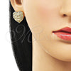 Arete Dormilona 02.195.0314 Oro Laminado, Diseño de Corazón, Pulido, Tono Dorado