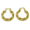 Argolla Mediana 02.170.0498.30 Oro Laminado, Diseño de Hueco y Torcido, Pulido, Tono Dorado