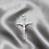 Dije Religioso 05.392.0082 Plata Rodinada, Diseño de Cruz, Pulido, Tono Plateado