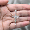 Dije Religioso 05.392.0088 Plata Rodinada, Diseño de Cruz, Pulido, Tono Plateado