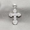 Dije Religioso 05.395.0004 Plata Rodinada, Diseño de Crucifijo, Pulido, Tono Plateado