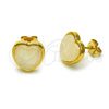 Arete Dormilona 02.342.0359 Oro Laminado, Diseño de Corazón, con Opal Marfil, Pulido, Tono Dorado