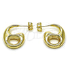 Arete Dormilona 02.195.0319 Oro Laminado, Diseño de Mariner y Hueco, Pulido, Tono Dorado