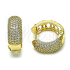 Argolla Huggie 02.283.0158.20 Oro Laminado, Diseño de Trébol de Cuatro Hojas, con Blanca Micro Pave, Pulido, Tono Dorado