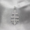 Dije Religioso 05.392.0092 Plata Rodinada, Diseño de Crucifijo y Jesus, Pulido, Tono Plateado