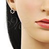 Arete Dormilona 02.213.0777 Oro Laminado, con Blanca Zirconia Cubica, Pulido, Tono Dorado