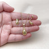 Juego de Arete y Dije de Adulto 10.156.0497 Oro Laminado, Diseño de Gota, con Blanca Zirconia Cubica, Pulido, Tono Dorado