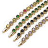 Pulsera Elegante 03.283.0441.2.08 Oro Laminado, Diseño de Cluster, con Multicolor Zirconia Cubica, Pulido, Tono Dorado (Thickness, 7 Inches Length)