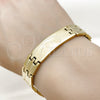 Pulsera Solida 03.114.0274.4.09 Acero Inoxidable, Pulido, Tono Dorado (14 MM Thickness, 9 Inches Length)