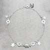 Tobillera de Dije 03.409.0047.10 Plata Rodinada, Diseño de Flor y Elefante, Pulido, Tono Plateado (Grosor 02 MM, 10 Pulgadas de Largo)